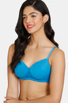 Zivame Beautiful Basics Padded Non Wired 3/4th Coverage T-Shirt Bra - Methyl Blue — thumbnail 4
